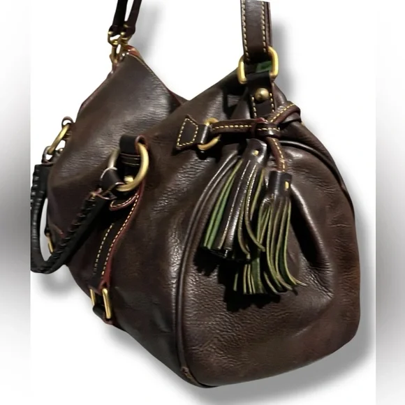Dooney & Bourke Florentine Large Leather Satchel Dark Brown - Picture 12 of 15